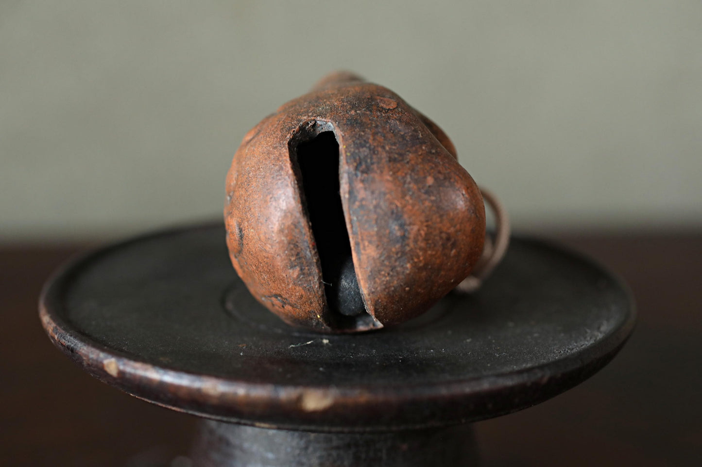 Japanese Oni Pottery Bell - Vintage Paperweight & Demon Talisman Ornament