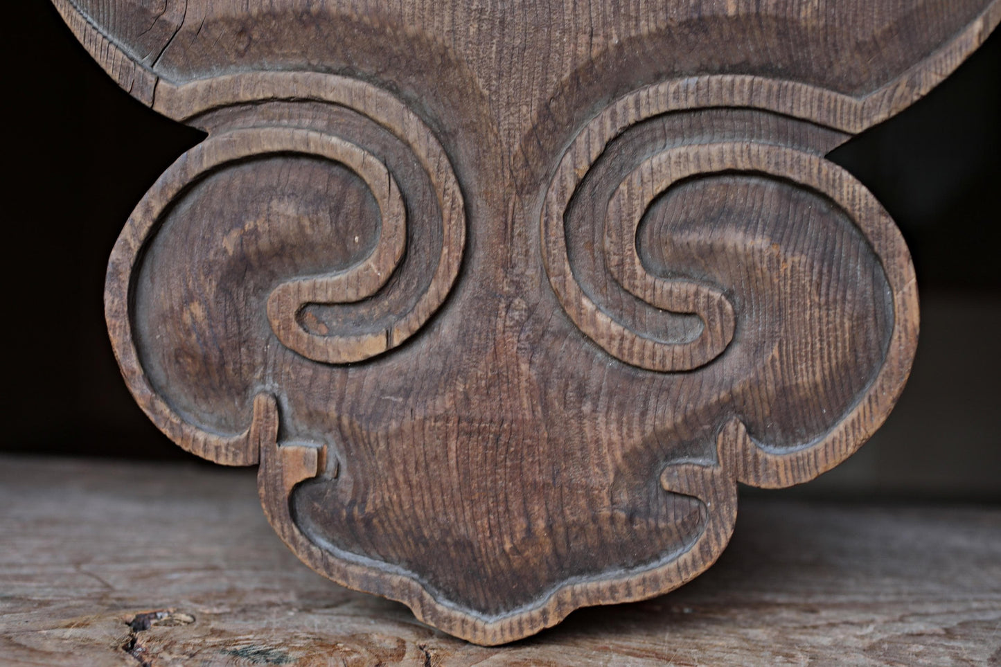 Antique Japanese Wood Carving - Wooden Cloud Pedestal | Buddhist Temple Art Sculpture