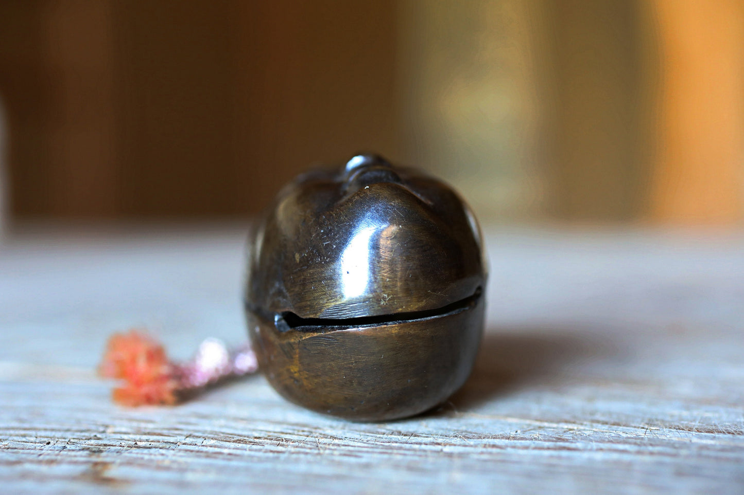 Vintage Bronze Bell - Japanese Noh Mask Koomote Ornament Paperweight 3in