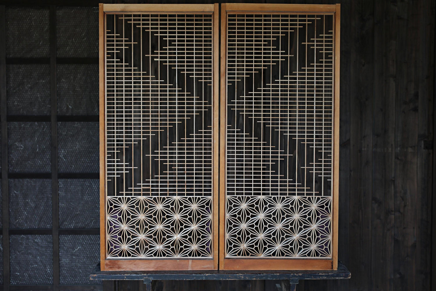 Vintage Shoji Screen - Kumiko Wood Panel | Japandi Wall Art & Geometric Frame