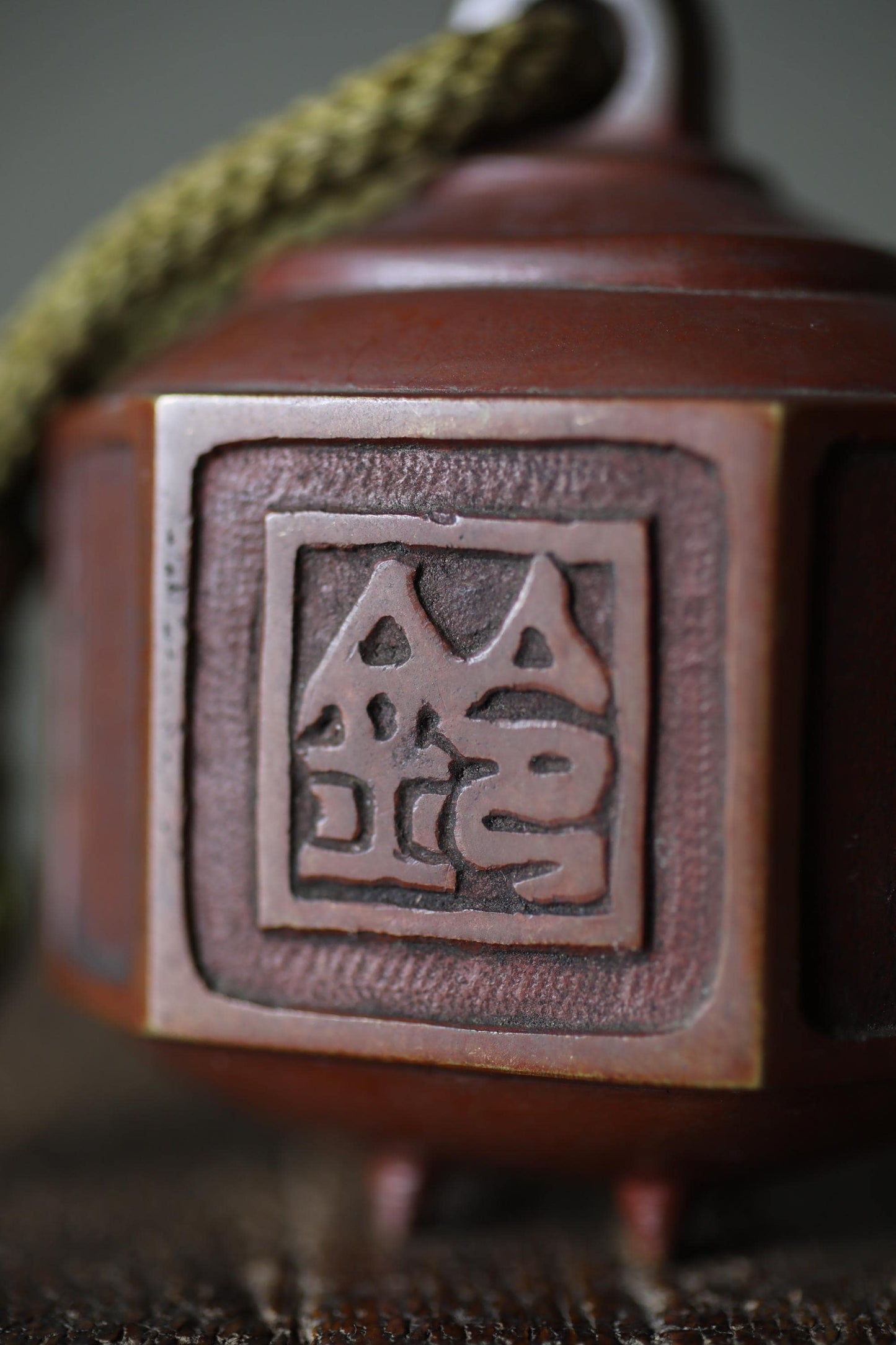 Japanese Bronze Bell Vintage Paperweight – Solid Bronze Kanji Art Desk Accessory