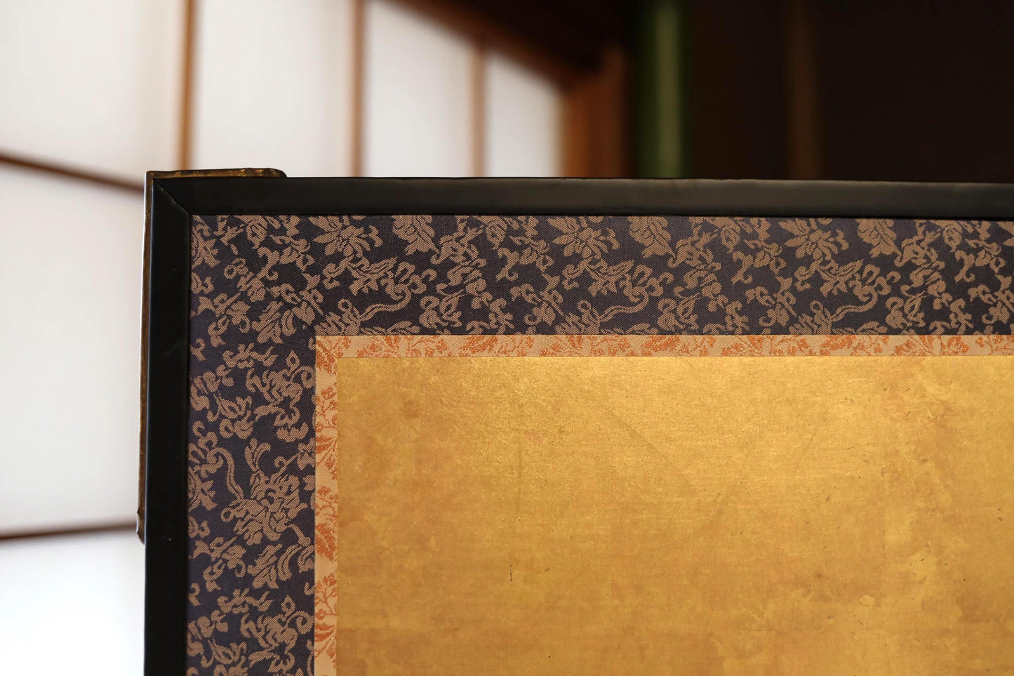 Japanese Antique Byobu Screen - Hand Painted Gold Leaf Folding Screen Artwork