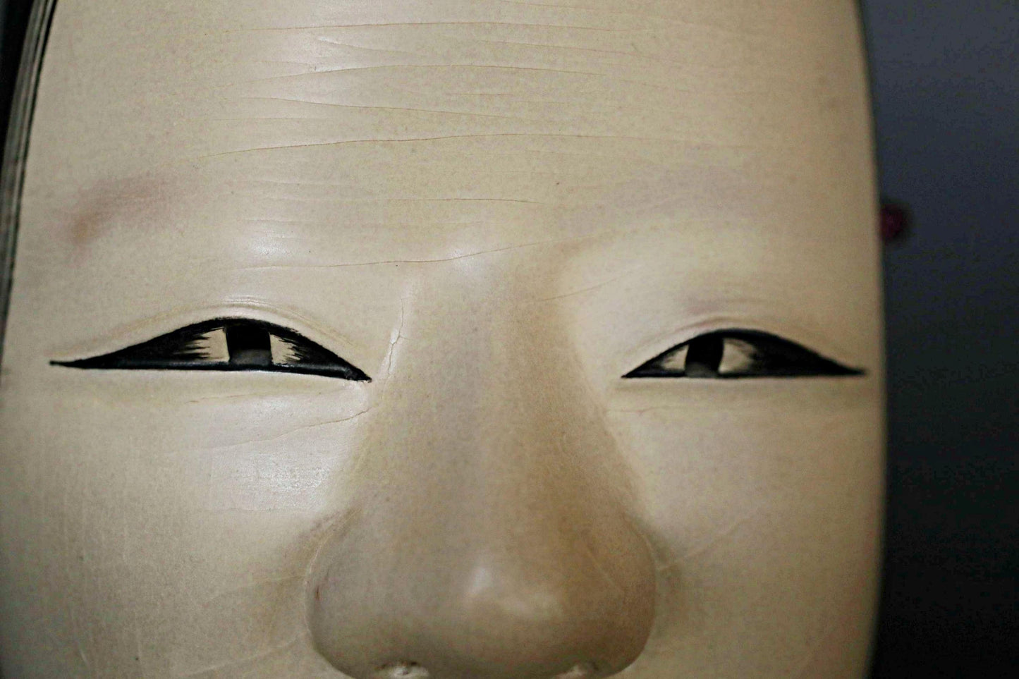 Japanese Noh Mask - Vintage Ko-omote Wood Carving | Lacquer Coated Wall Ornament