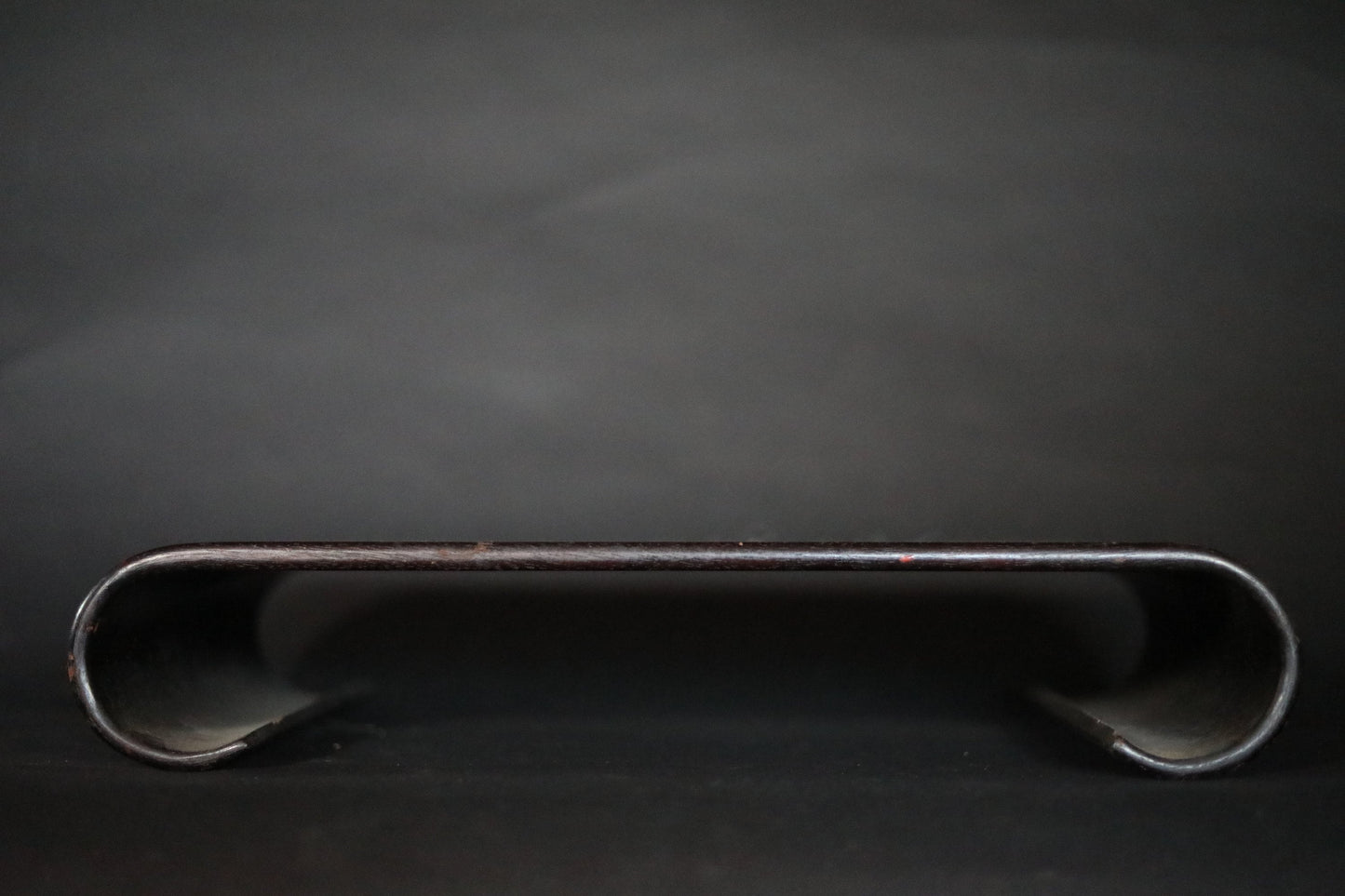 Japanese Bonsai Stand - Black Lacquer Pedestal With Rolled Legs | Vintage Wood Display Table