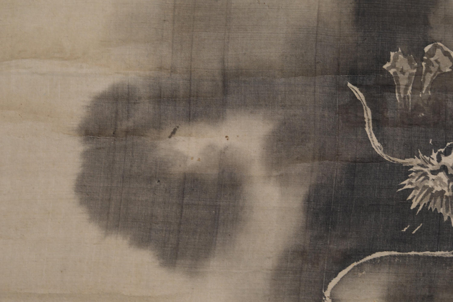 Japanese Antique Hanging Scroll - Edo Period Art Dragon Wall Art With Silk Ink Brush Painting