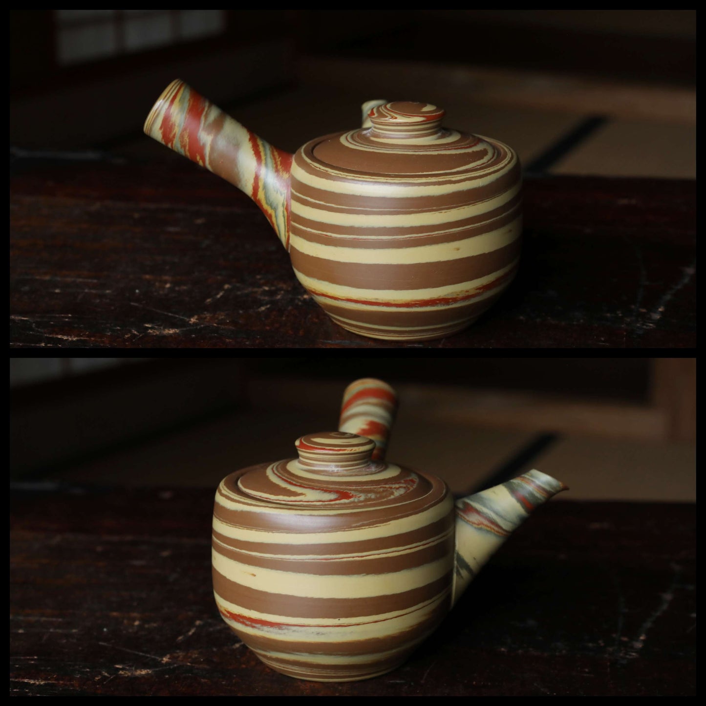 Vintage Japanese Tea Set – Handmade Ceramic Pot with Lid | Marble Glaze Sencha Teaware