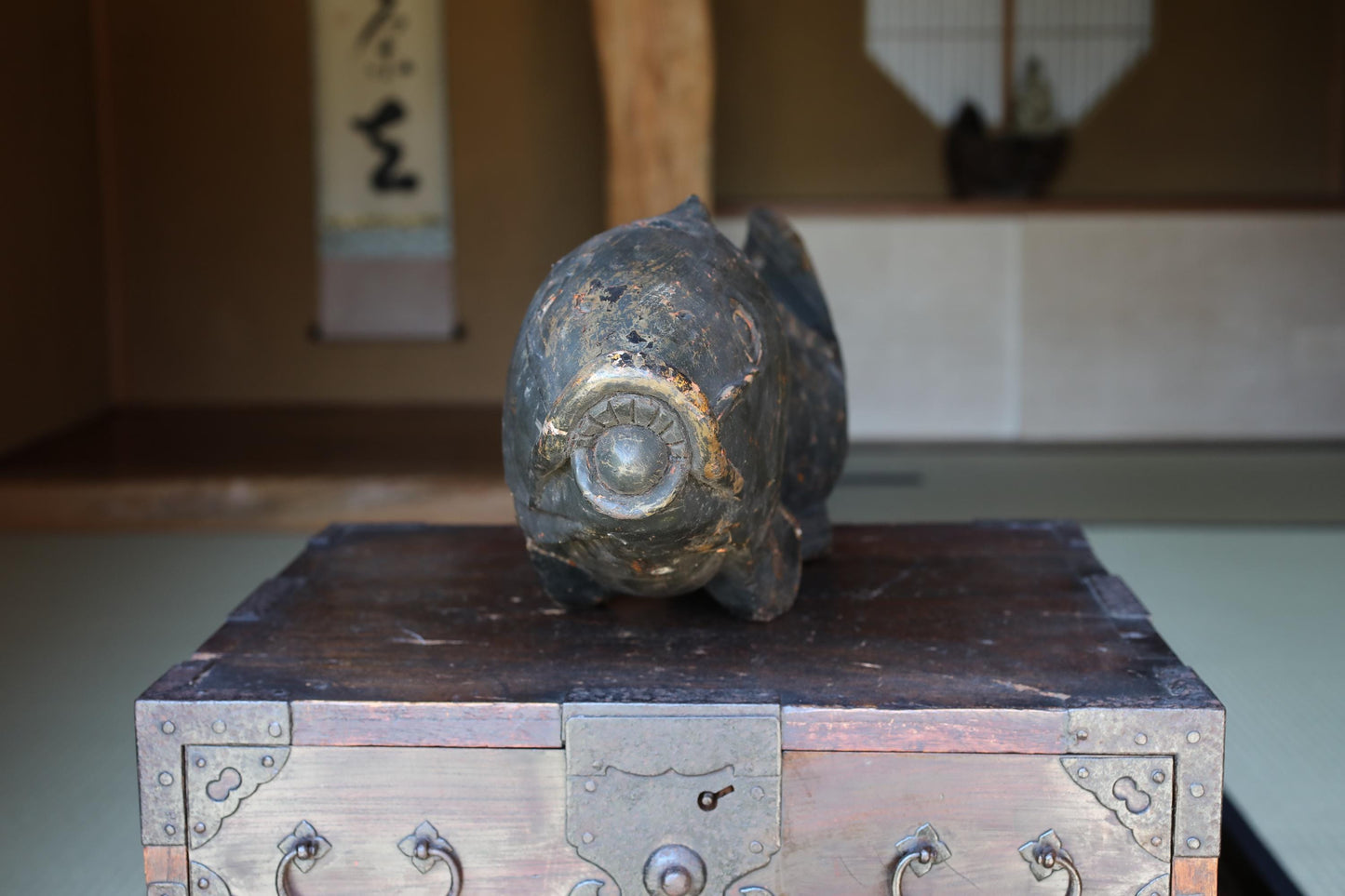 Large Wooden Fish - Japanese Antique Mingei Irori Hearth Hook Sculpture 4kg