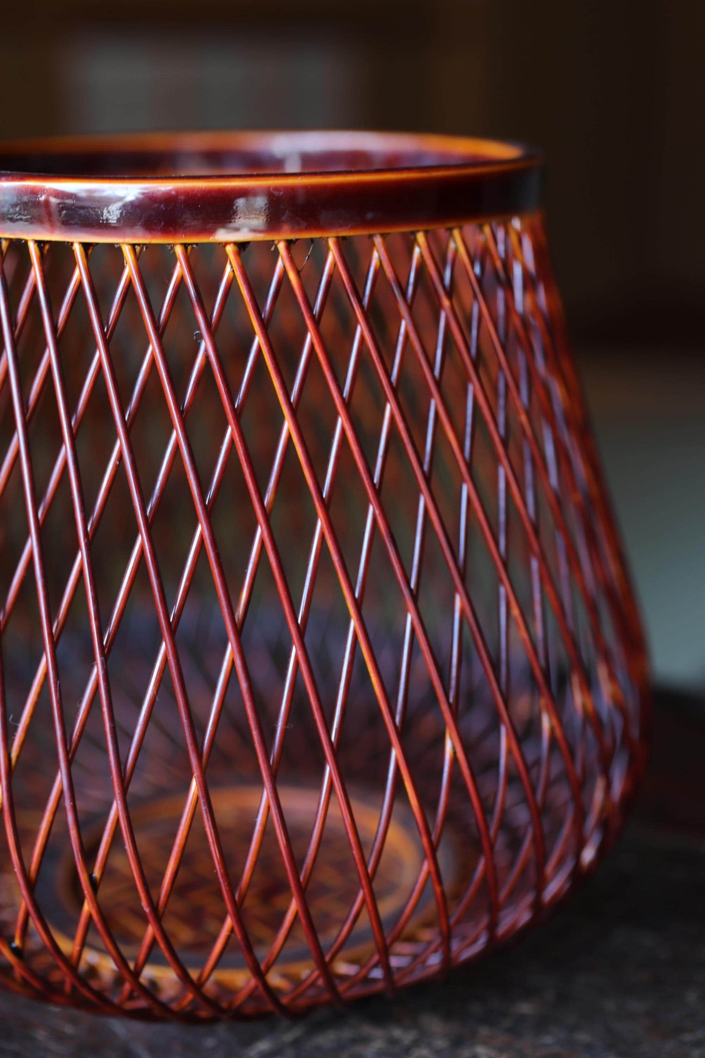 Japanese Bamboo Basket - Vintage Woven Bamboo Vase with Ceramic Ikebana Holder