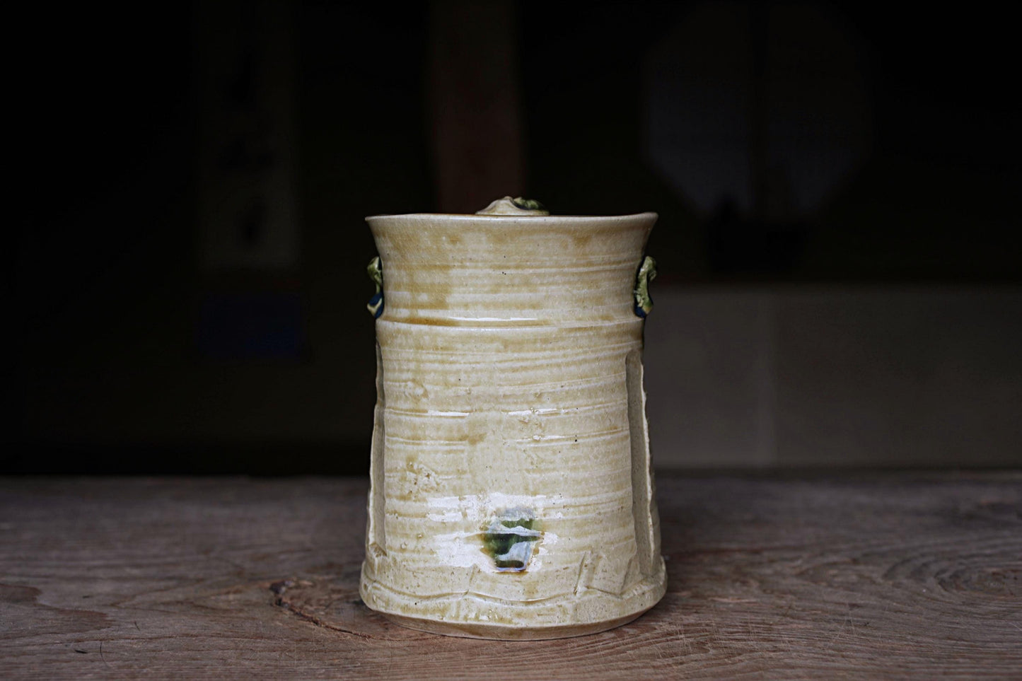 Vintage Mizusashi Jar - Signed Ceramic Ki-Seto Pottery | Japanese Tea Vessel