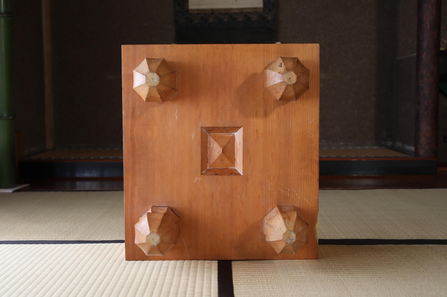 Japanese Go Game Table - Solid Wood Goban with Thick Stone Set & Architectural Board