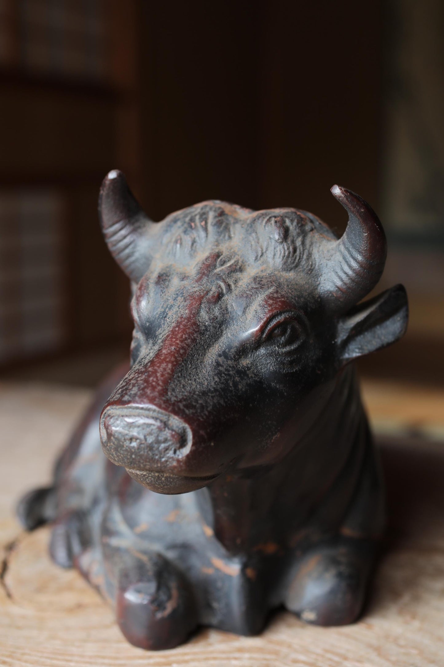 Japanese Cast Iron Cow - Large Vintage Animal Art Figurine | Healing Cow Statue