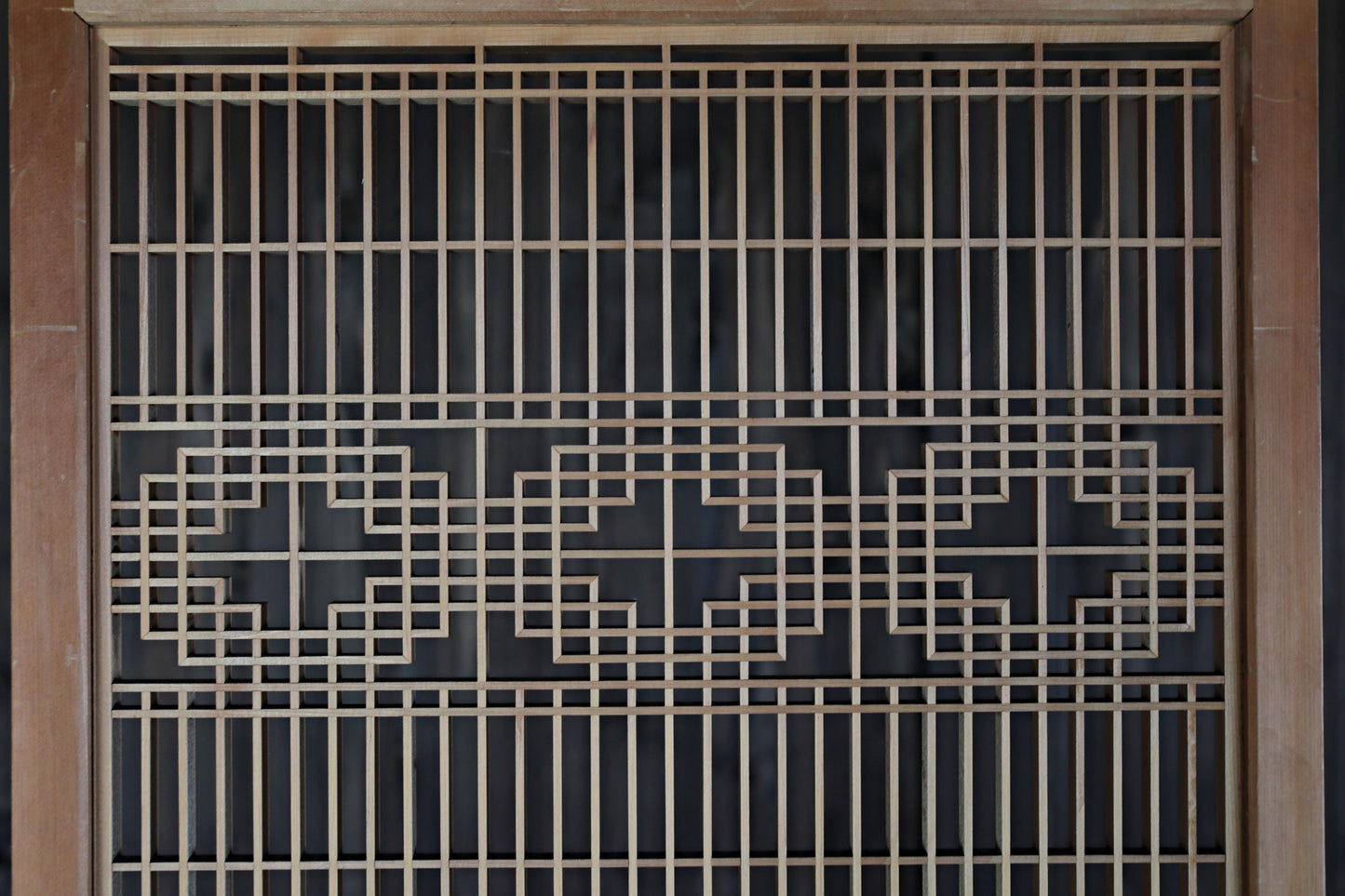 Vintage Japanese Shoji Screen - Kumiko Wood Panel | Japandi Wall Art, Geometric Frame