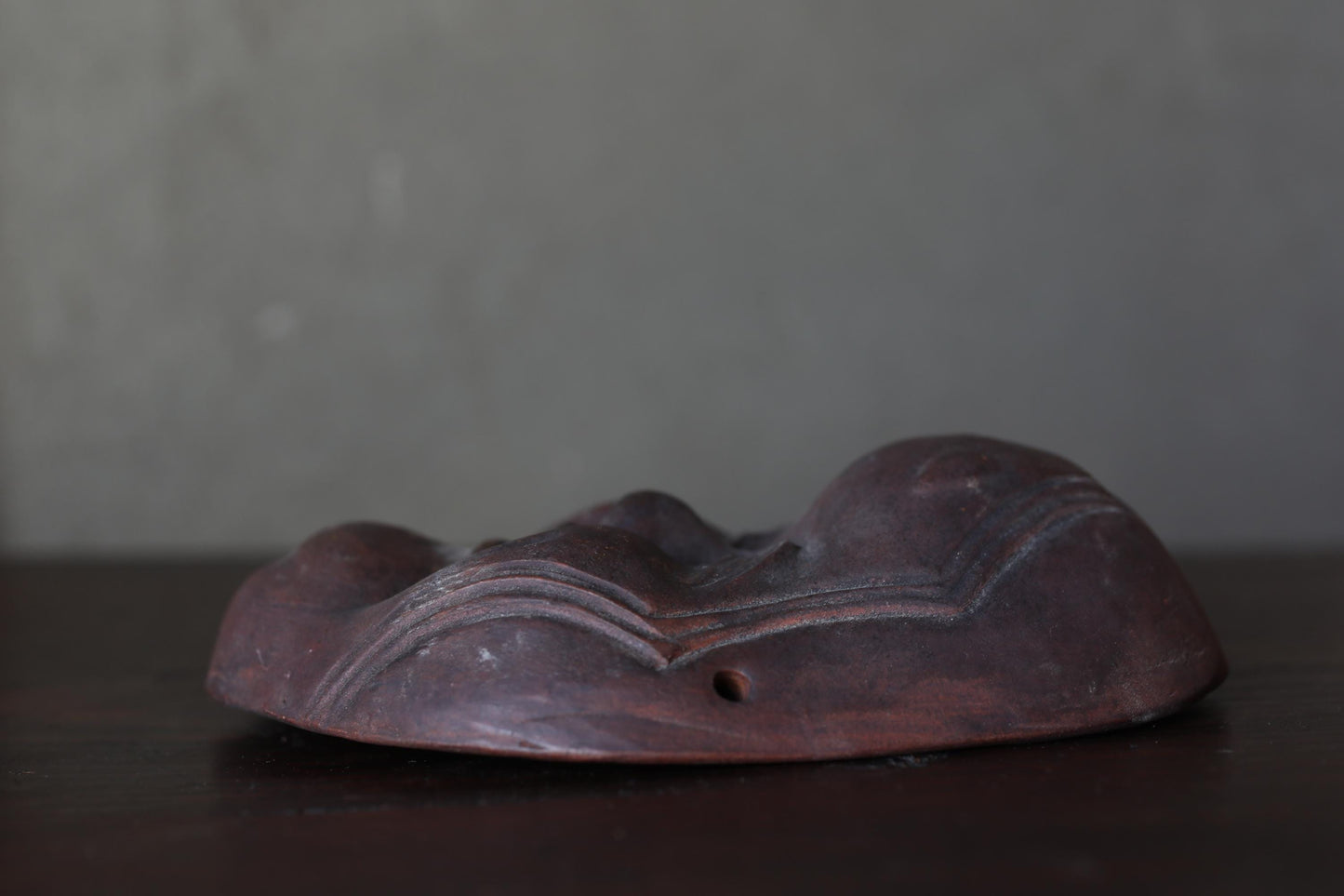 Bizen Ware Otafuku Mask - Antique Japanese Ceramic Wall Decor | Prosperity Symbol
