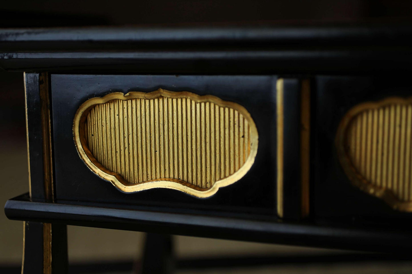 Japanese Buddhist Table - Vintage Lacquer Desk | Sutra Reading Stand, Black Wood Furniture