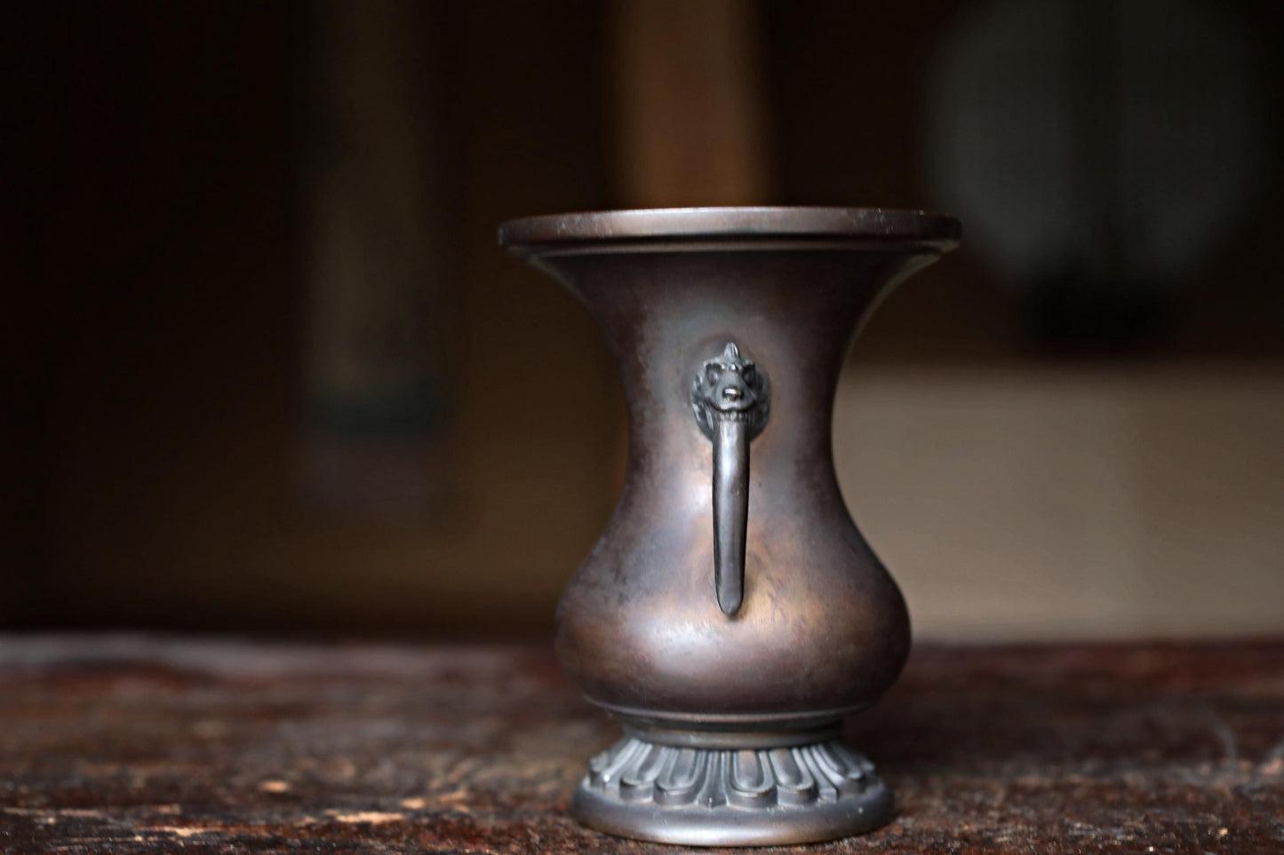 Antique Japanese Bronze Vase – Signed Soryu, Guardian Lion Handles, Meiji Era Metalwork