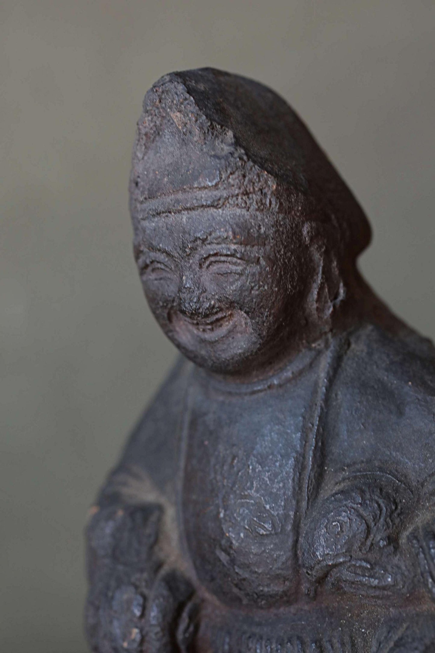 Antique Ebisu Statue – Edo Period Japanese Pottery Figurine | Business Prosperity Charm