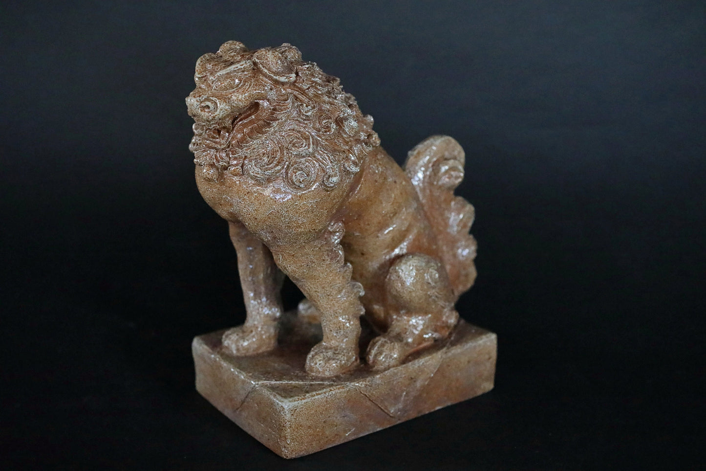 Vintage Komainu Statue – Japanese Guardian Lion Ceramic Sculpture, Antique Temple Art