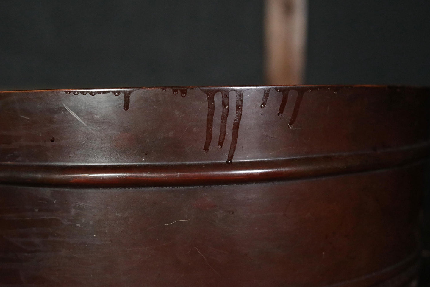Japanese Antique Lacquer Tub - Gold Makie Wooden Bath Vessel With Floral River Painting