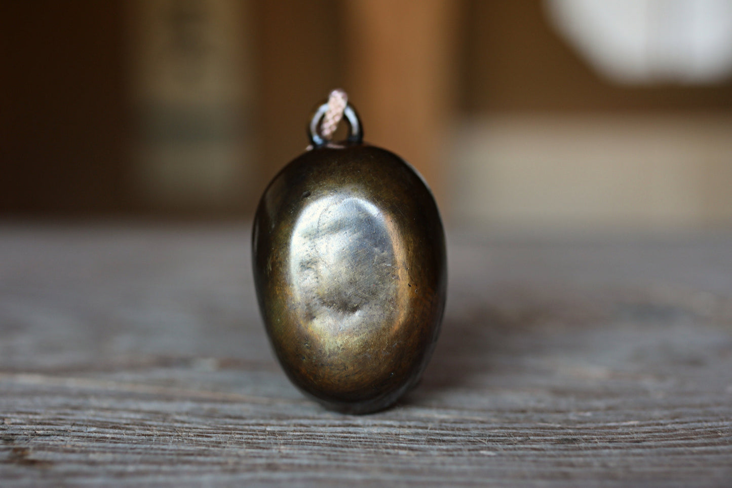 Vintage Bronze Bell - Japanese Noh Mask Koomote Ornament Paperweight 3in