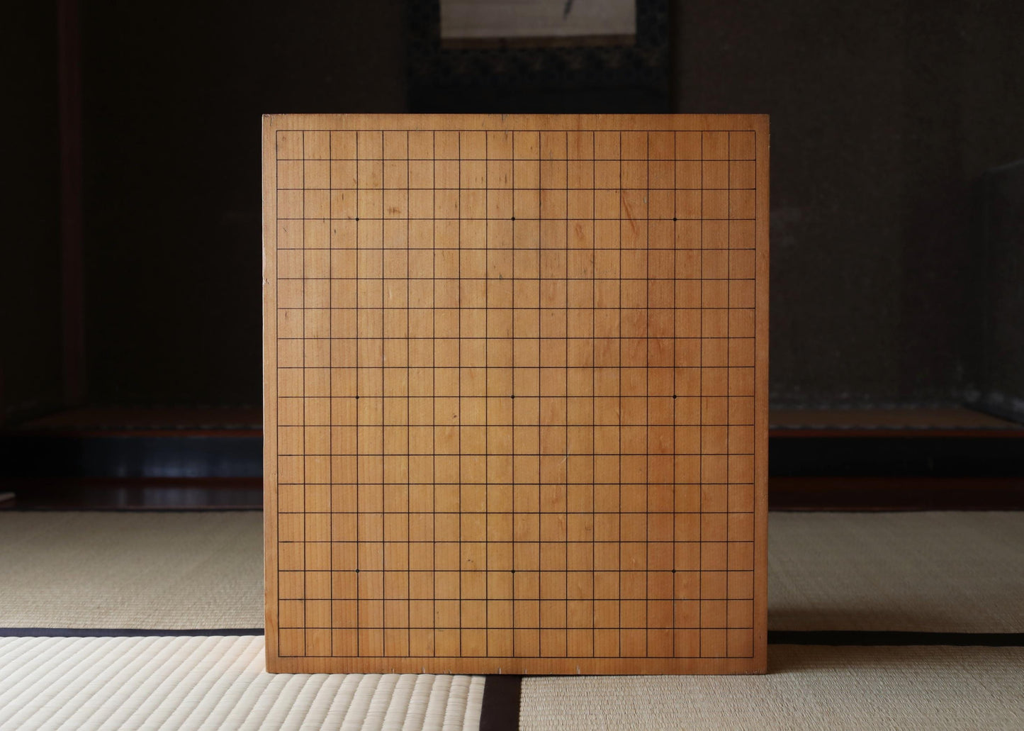 Japanese Go Game Table - Solid Wood Goban with Thick Stone Set & Architectural Board