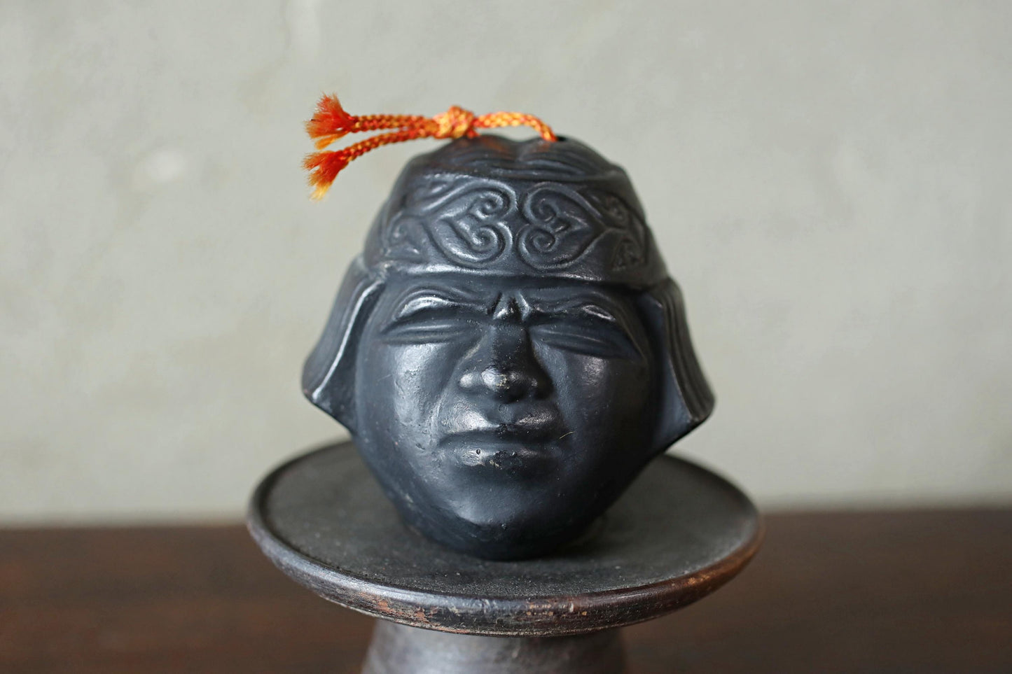 Japanese Pottery Bell - Ainu Ethnic Decor | Unglazed Ceramic Doll Ornament