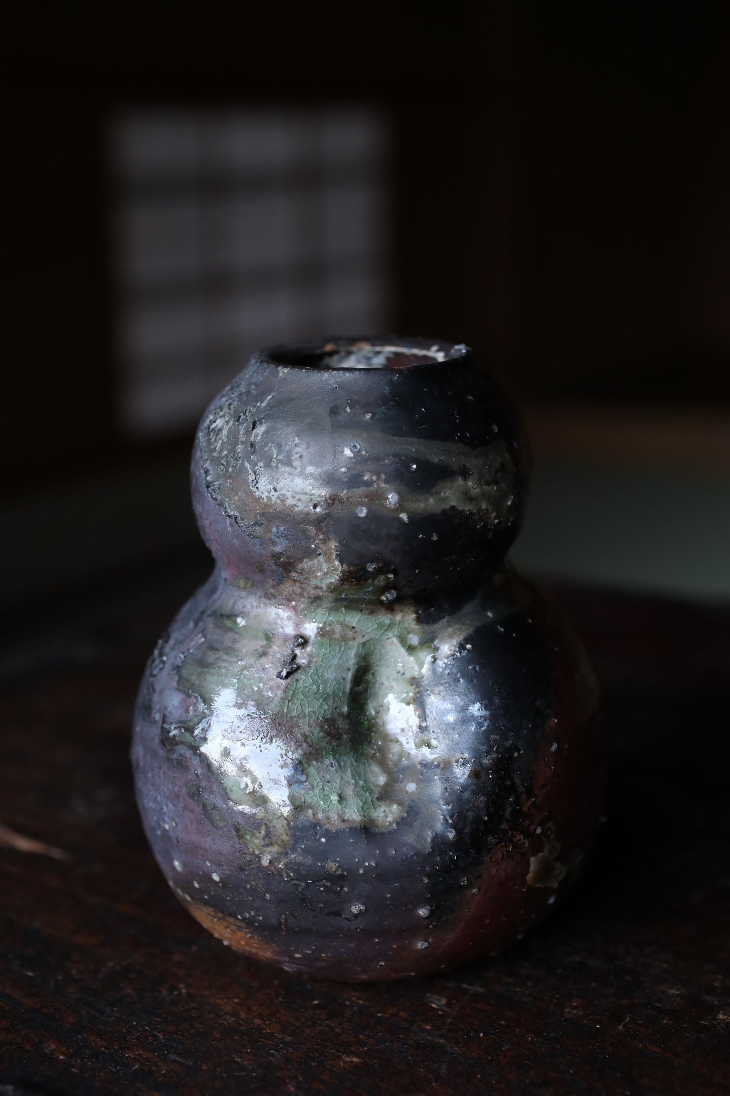 Shigaraki Pottery Vase - Japanese Vintage Hanging Ceramic Flower Vase H13.3cm