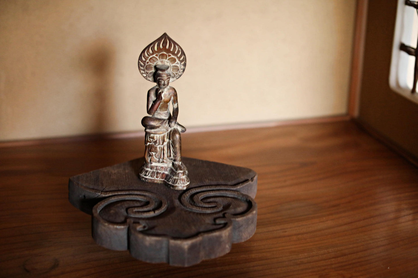 Antique Japanese Wood Carving - Wooden Cloud Pedestal | Buddhist Temple Art Sculpture