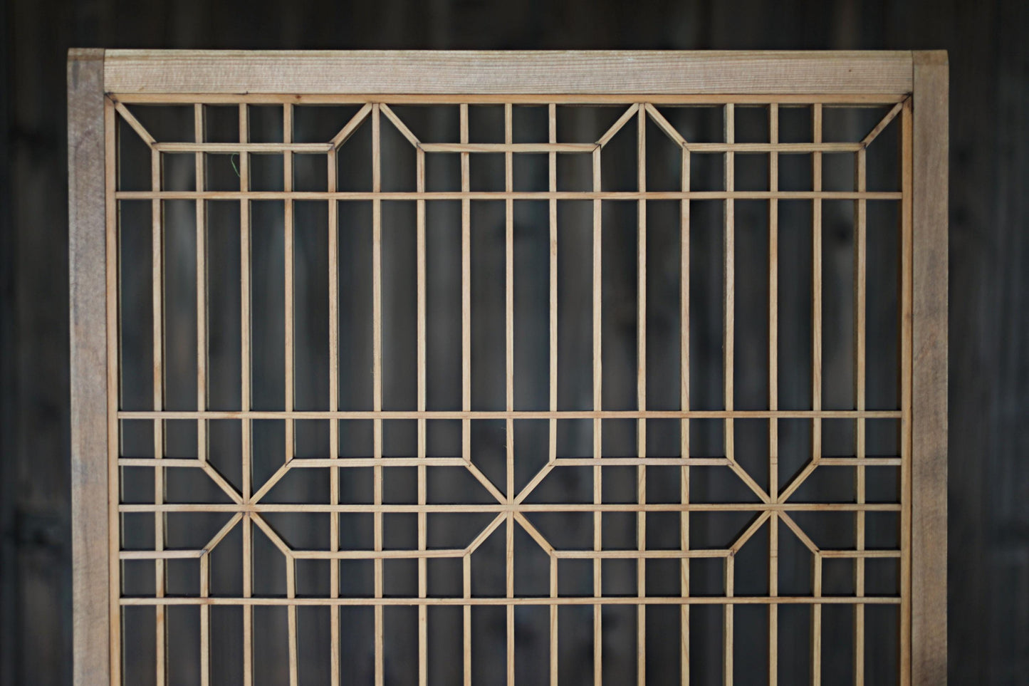 Vintage Shoji Screen ×2 - Kumiko Wood Panel Pair | Japandi Wall Art, Geometric Frame
