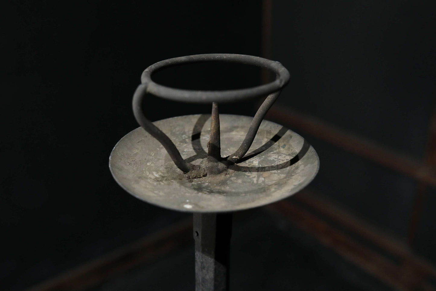 Antique Wooden Candlestick - Large Japanese Edo Period Lantern With Flower Carved Base