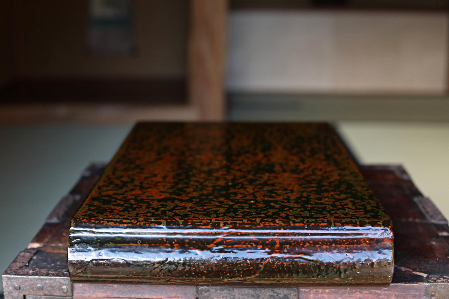 Tsugaru Lacquer Tray Stand – Antique Japanese Lacquerware Display With Mother-Of-Pearl Inlay
