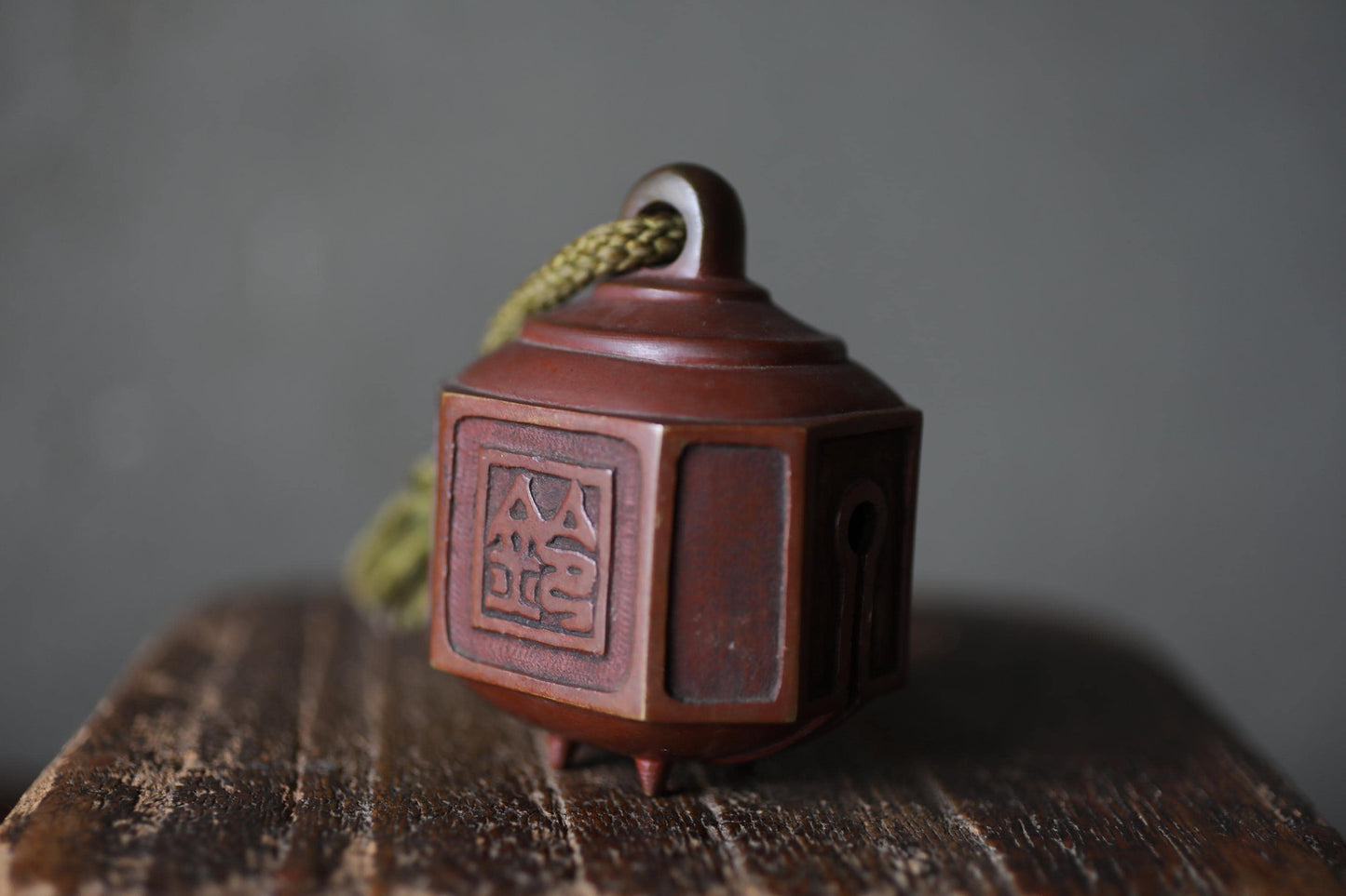 Japanese Bronze Bell Vintage Paperweight – Solid Bronze Kanji Art Desk Accessory