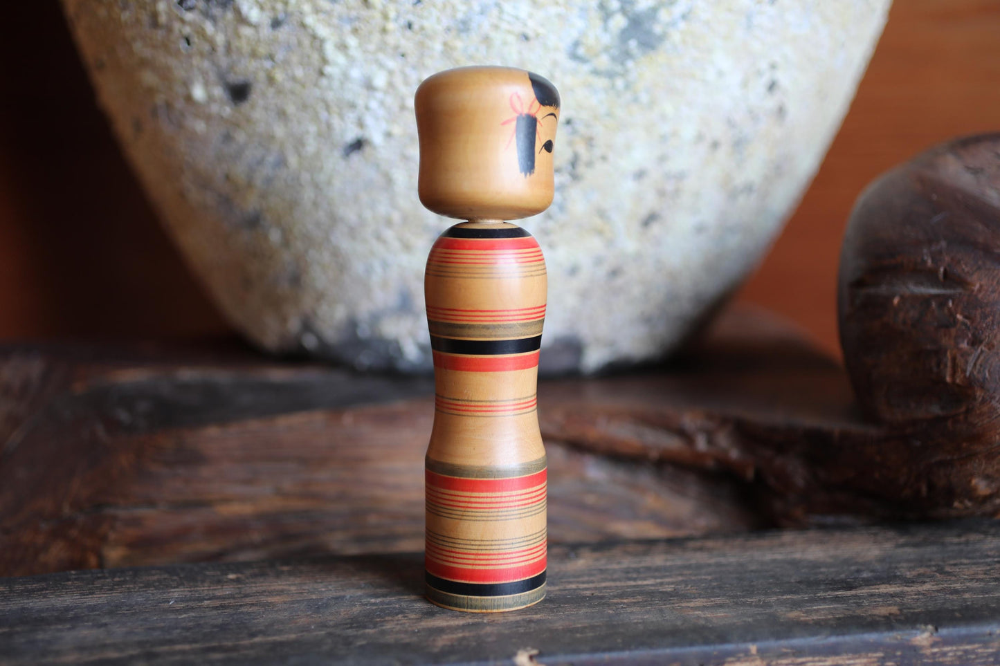 Japanese Vintage Wooden Doll – Traditional Kokeshi Figurine With Cute Tilted Head