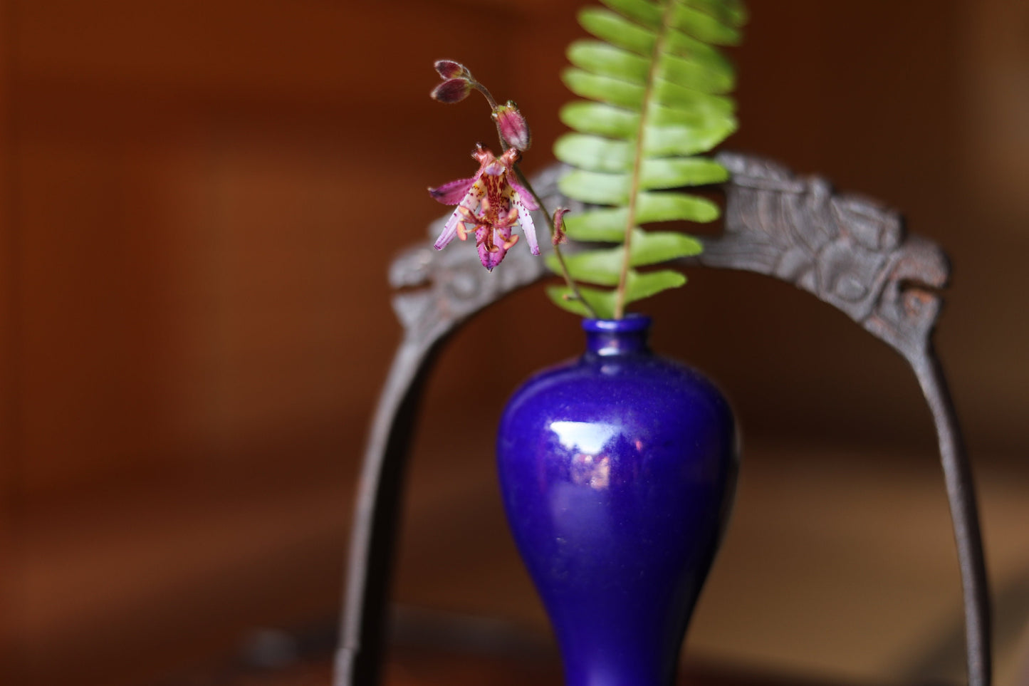 Indigo Blue Porcelain Vase – Antique Japanese Sake Bottle | Shinto Shrine Decor