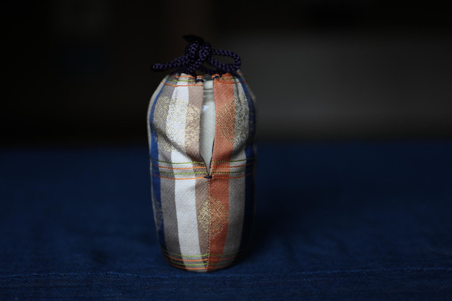 Japanese Matcha Caddy - Vintage Katatsuki Chaire with Silk Shifuku Bag for Tea Ceremony