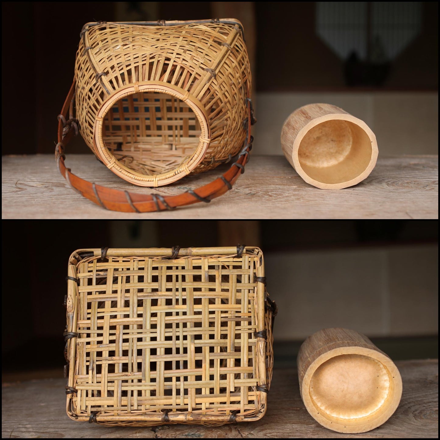 Japanese Bamboo Basket - Vintage Woven Ikebana Flower Basket | Handcrafted Bamboo Art