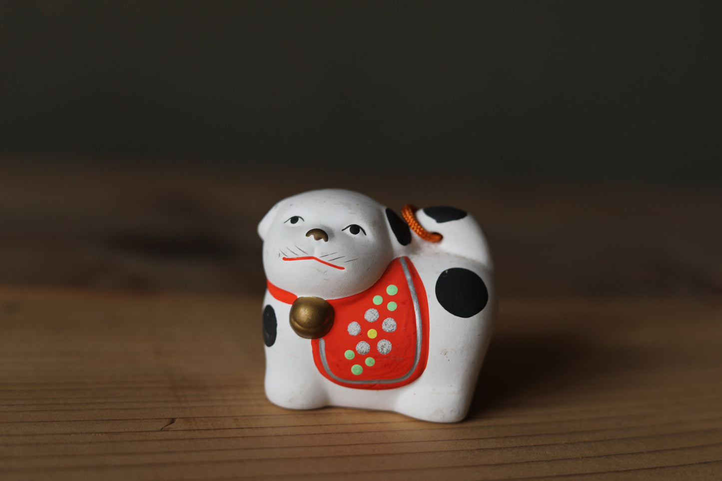 Japanese Pottery Dog Bell - Vintage Earthenware Figurine | Handmade Ornament