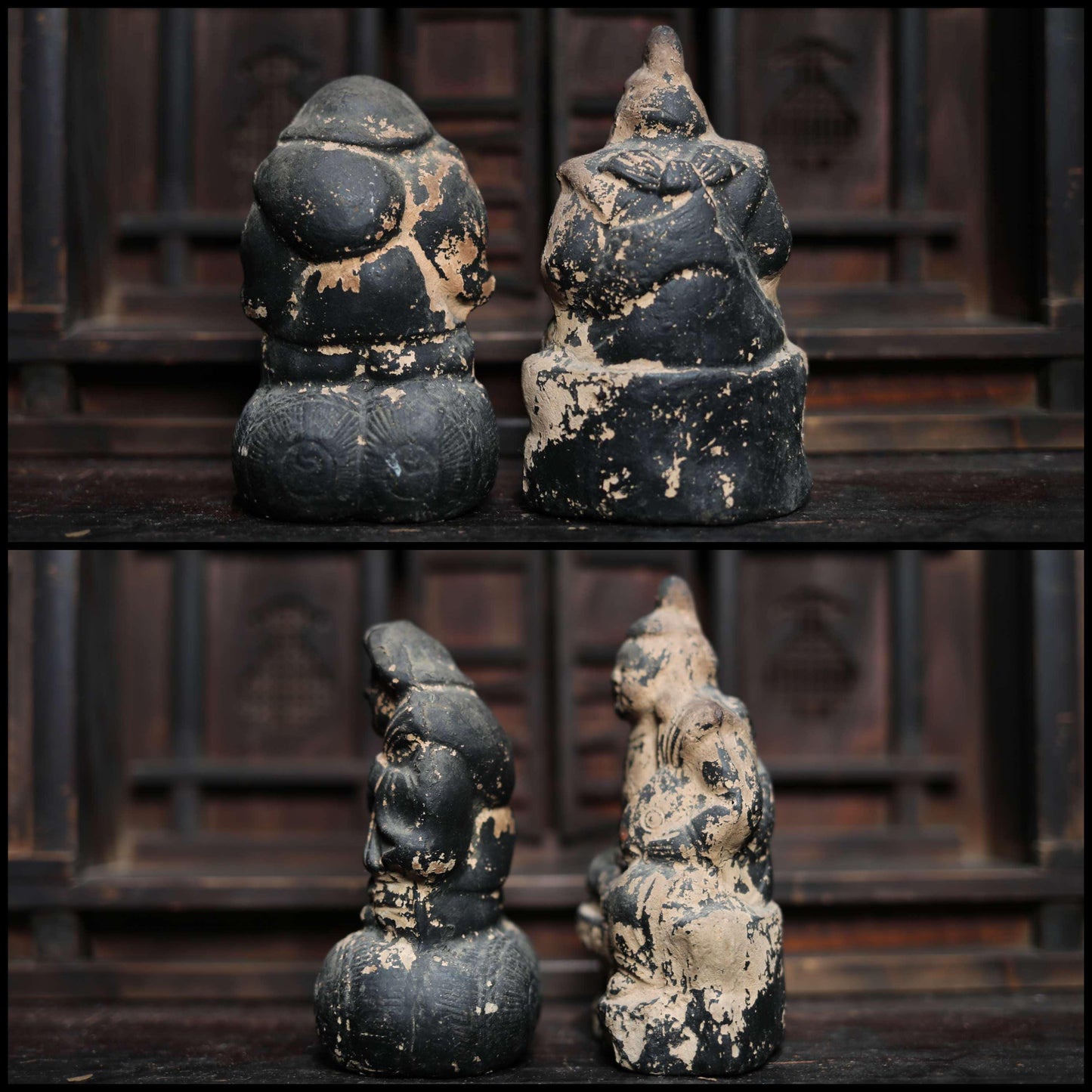 Japanese Zushi Cabinet Antique Kamidana Shelf – Shinto Shrine Altar With Ebisu And Daikoku Dolls