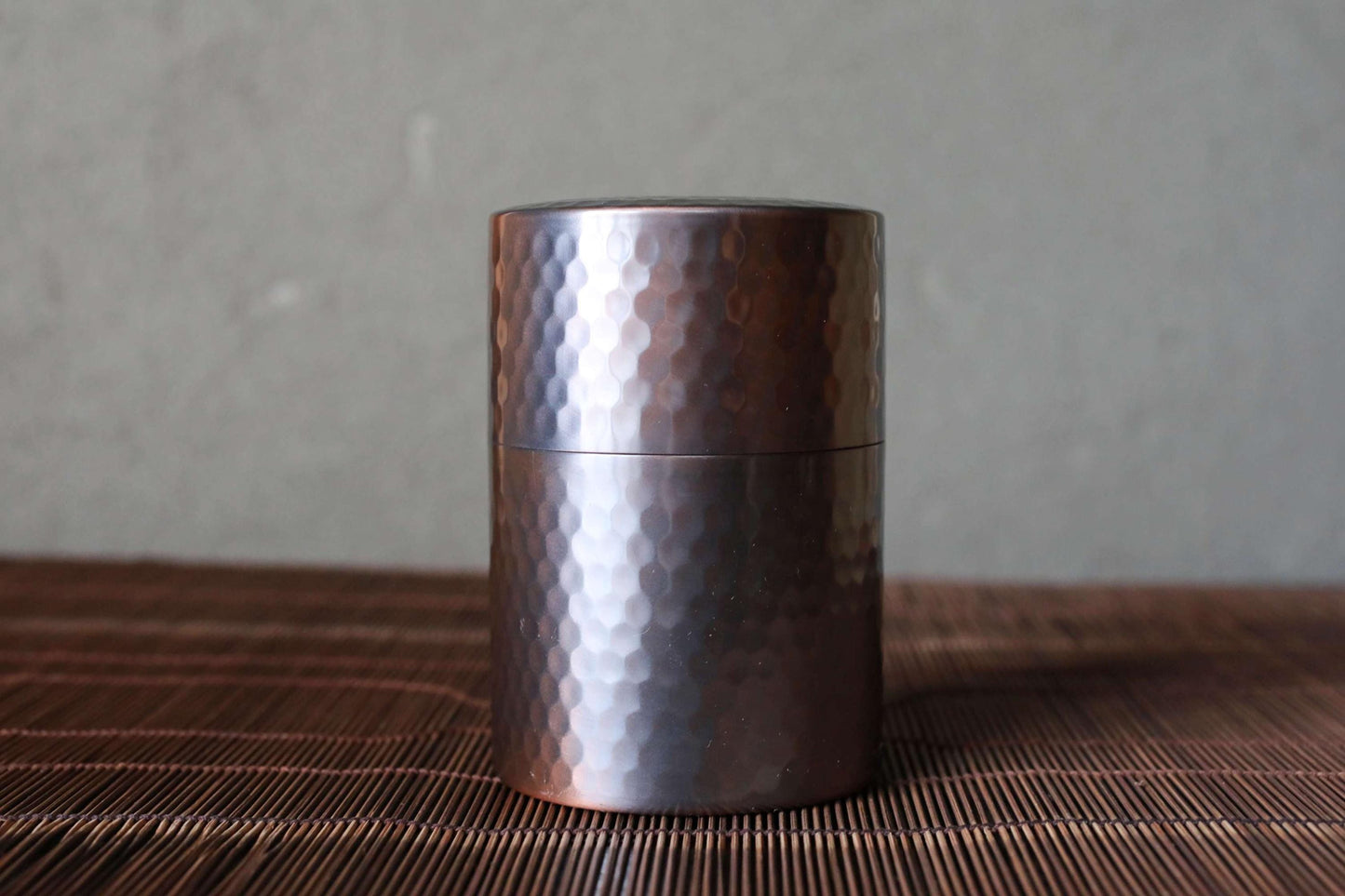Hammered Copper Tea Caddy - Japanese Vintage Double Lid Artisan Storage Container