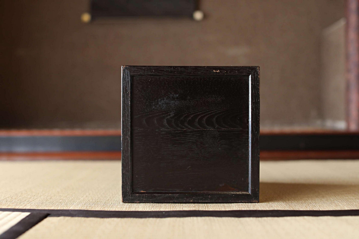 Japanese Lacquer Trays - Set of 5 Antique Wooden Trays with Black Obon Box