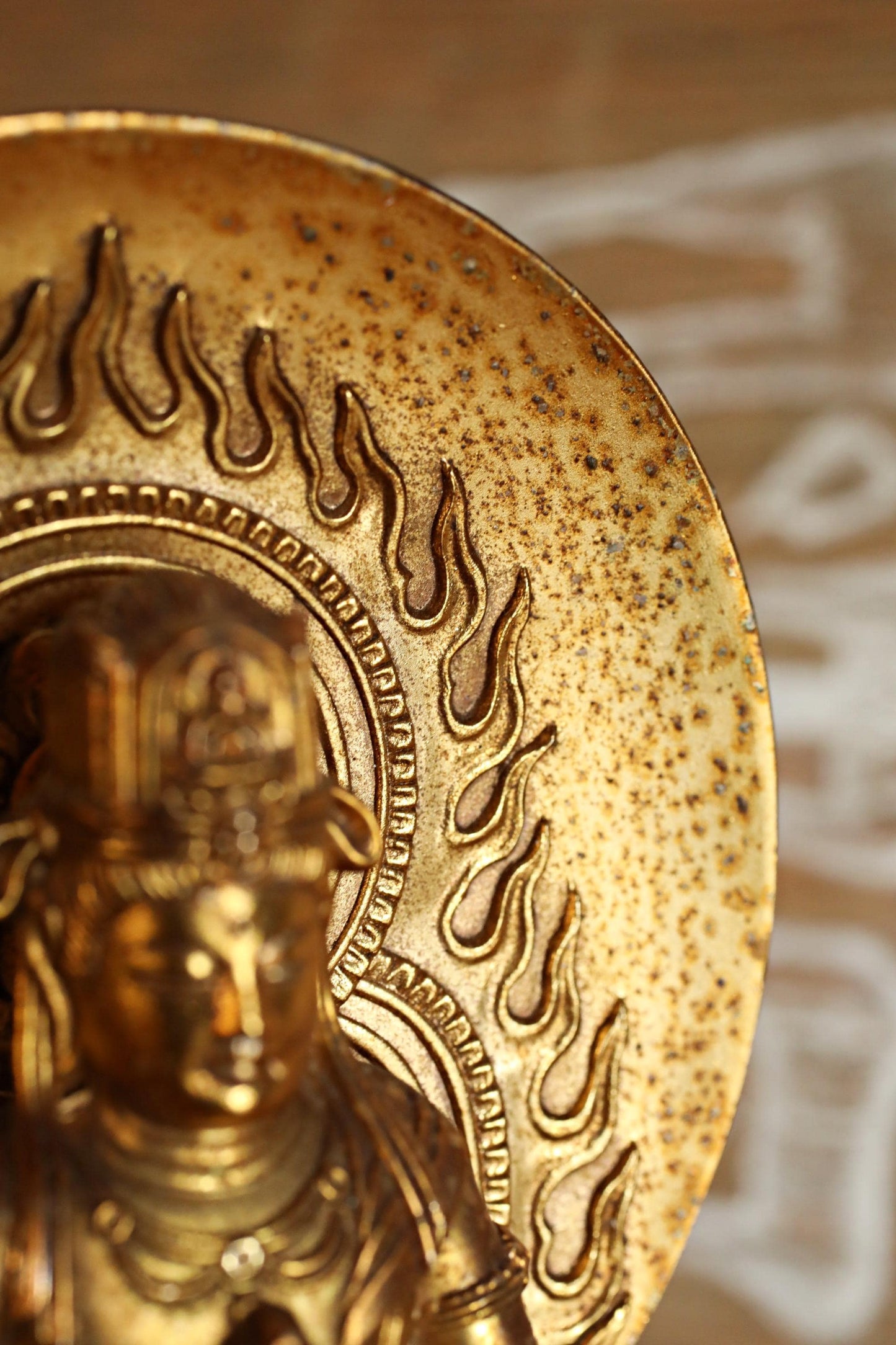 Mahavairocana Buddha Statue – Japanese Gold Metal Sculpture, Intricate Carving 15cm