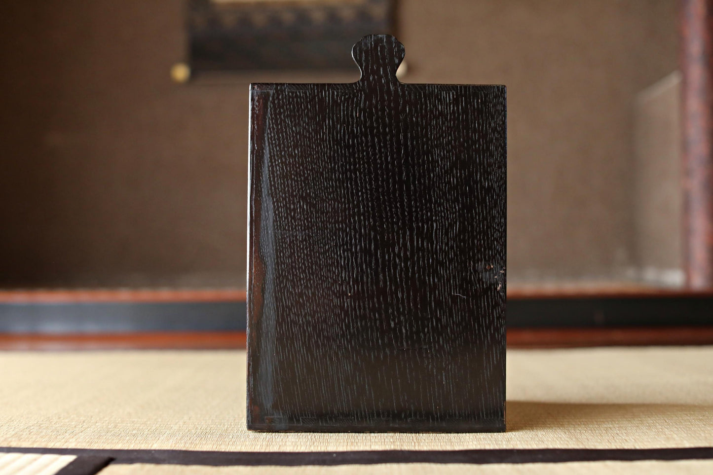 Japanese Lacquer Trays - Set of 5 Antique Wooden Trays with Black Obon Box