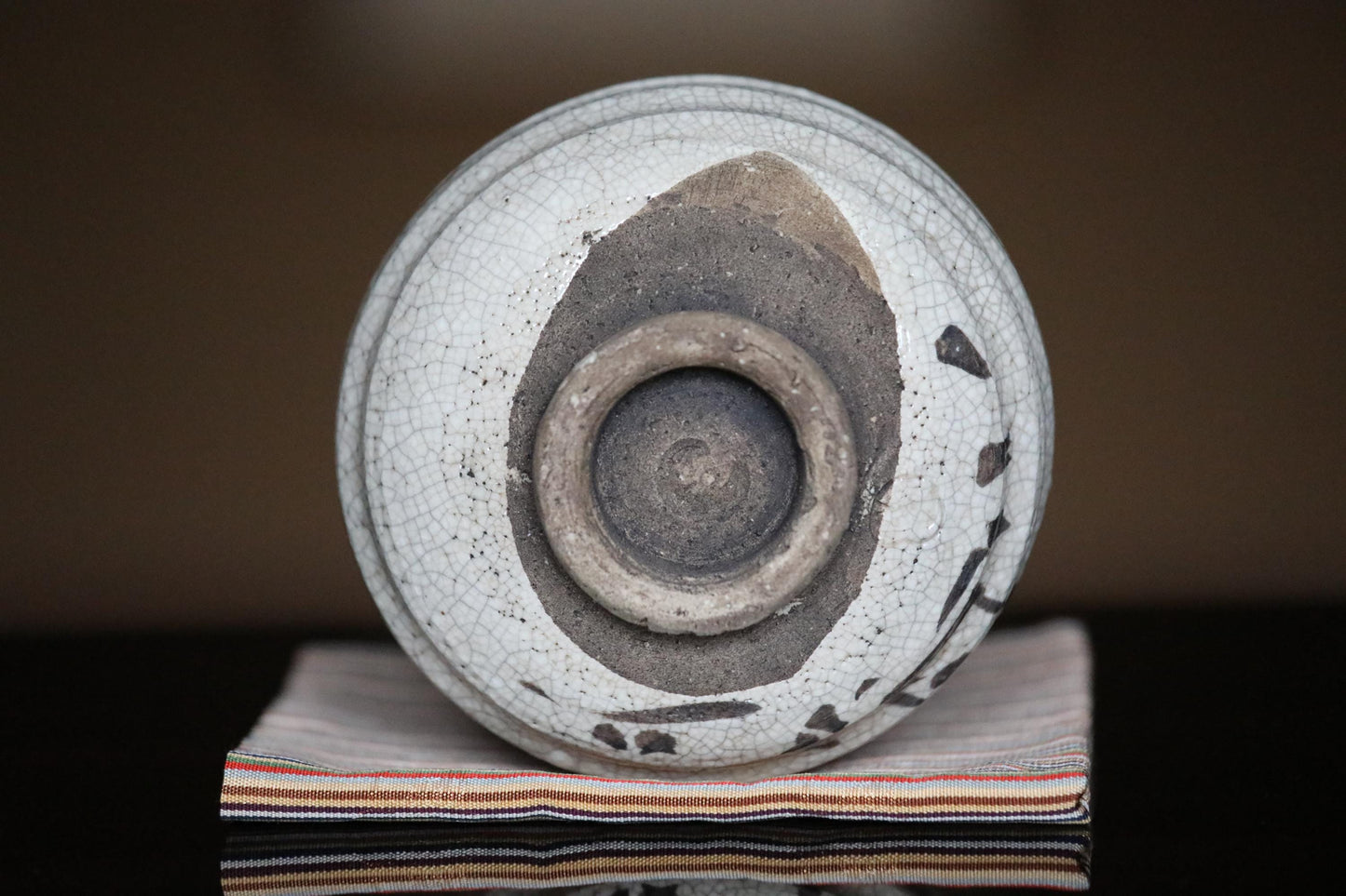 Shino Tea Bowl - Handmade Matcha Cup with Wooden Box | Vintage Japanese Pottery