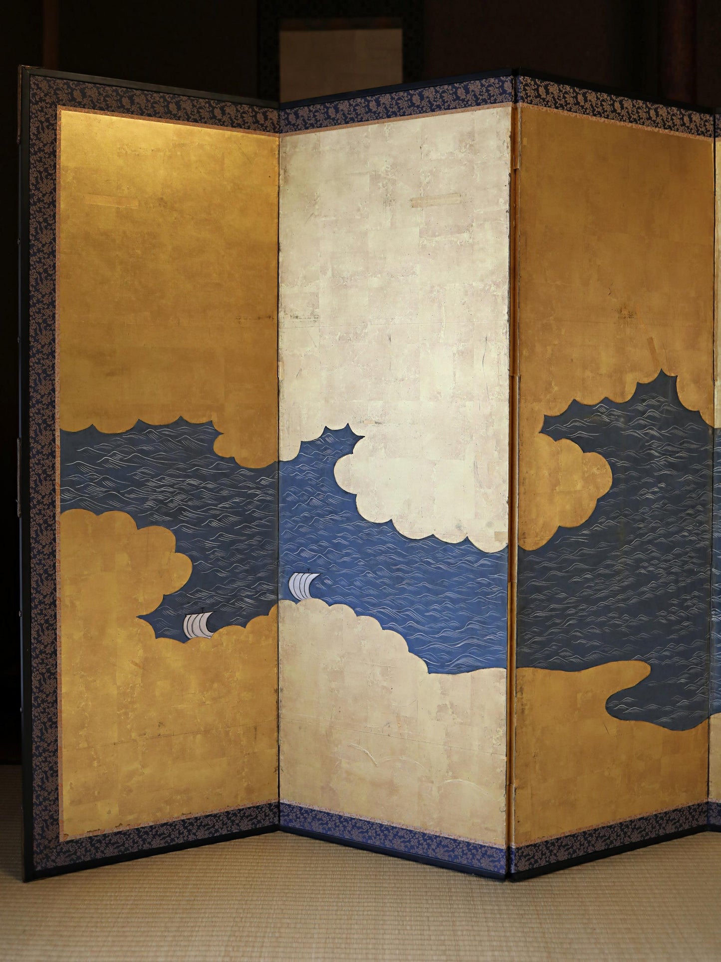 Antique Japanese Byobu - 1700s Tale of Genji Folding Screen Art with Gold Leaf