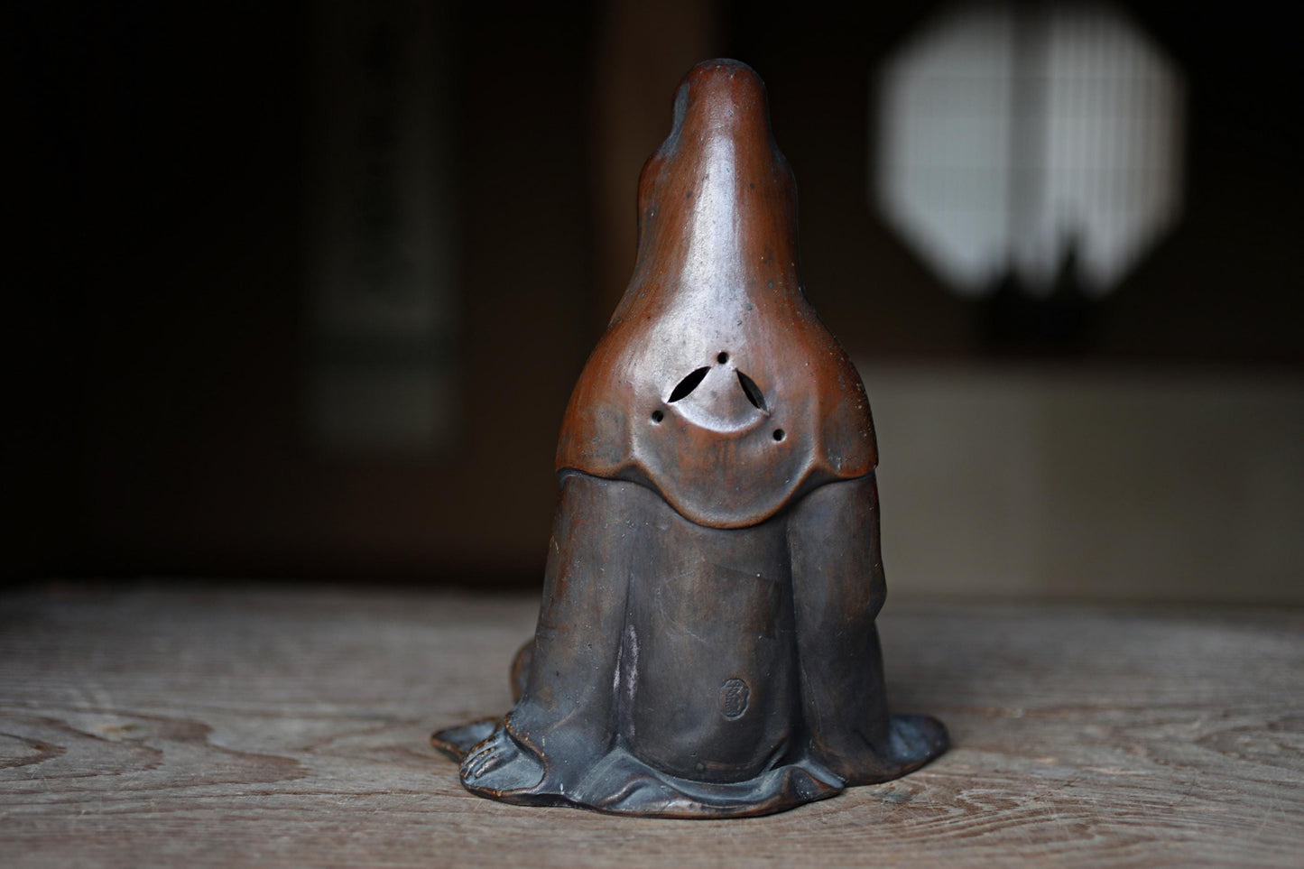 Antique Bizen Kannon Statue – 1800s Japanese Ceramic Figurine With Wooden Box Gift