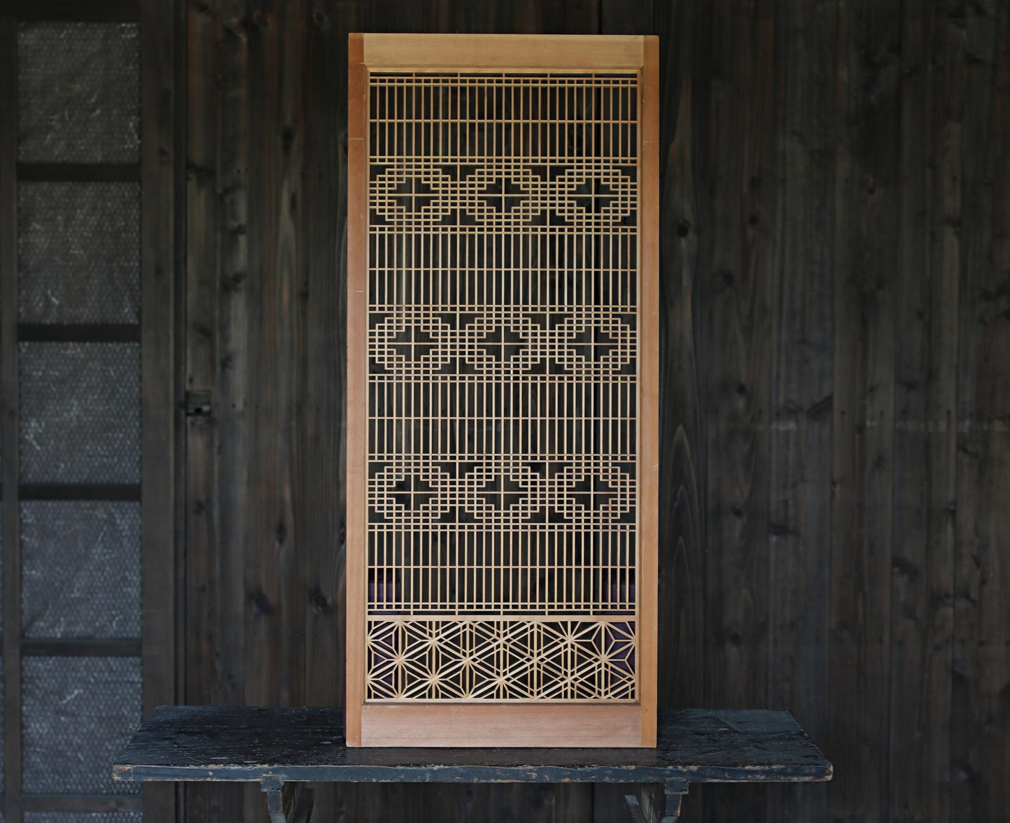 Vintage Japanese Shoji Screen - Kumiko Wood Panel | Japandi Wall Art, Geometric Frame