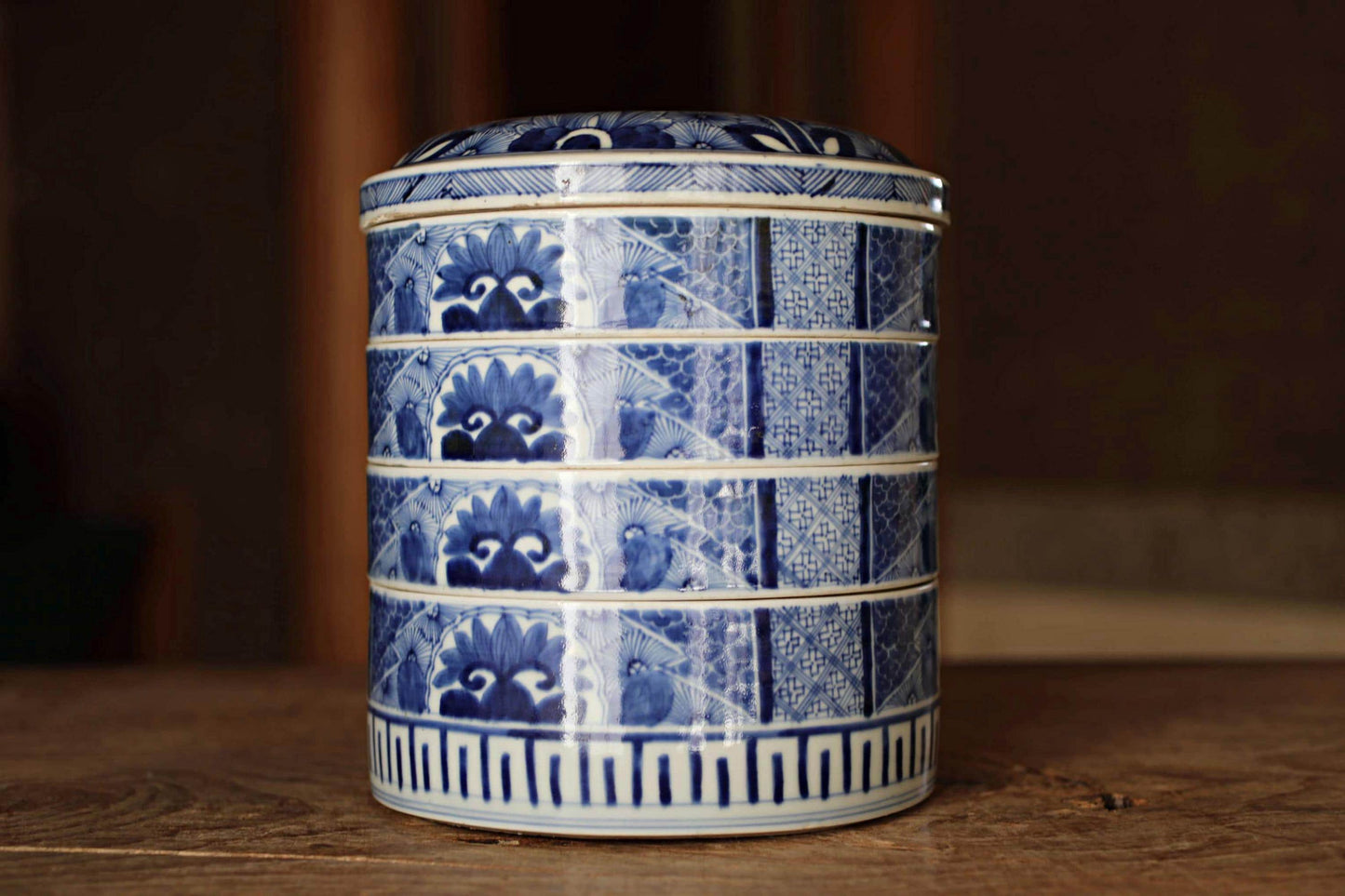 Antique Jubako Box - Japanese Porcelain Three-Tiered Edo Period Container
