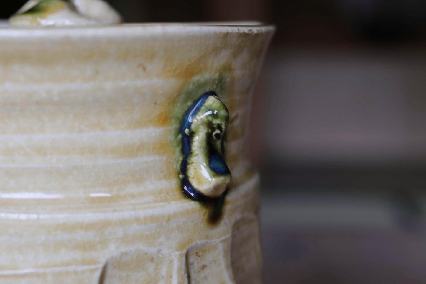 Vintage Mizusashi Jar - Signed Ceramic Ki-Seto Pottery | Japanese Tea Vessel