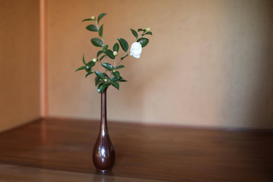 Vintage Bronze Vase - Japanese Antique Crane Neck Vase With Kanji Signature