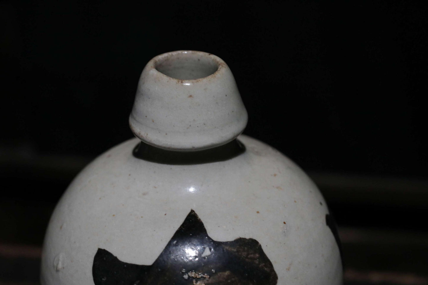 Antique Sake Bottle - 1930s Japanese Ceramic Jar With Kanji Calligraphy Art