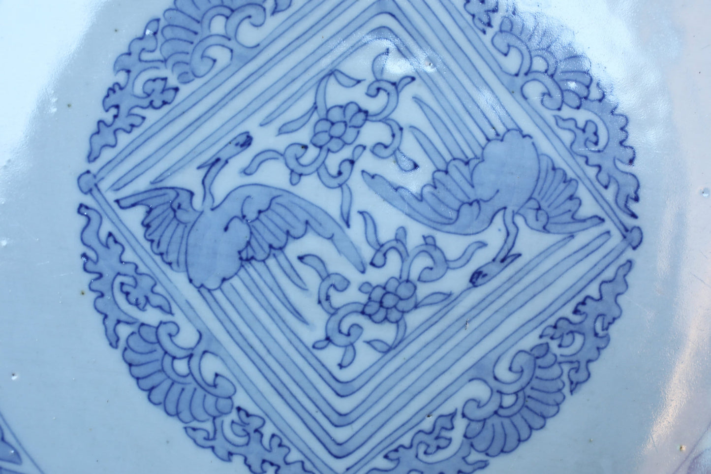 Antique Imari Platter – Large 18in Japanese Porcelain Plate with Phoenix Bird & Flower Design